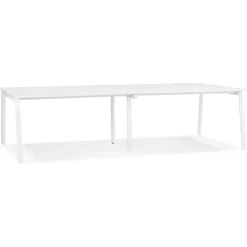 Double bureau bench ou table de réunion 'AMADEUS' en bois et métal blanc