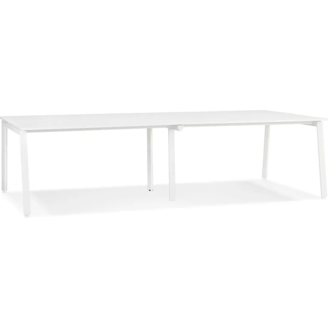 Double bureau bench ou table de réunion 'AMADEUS' en bois et métal blanc