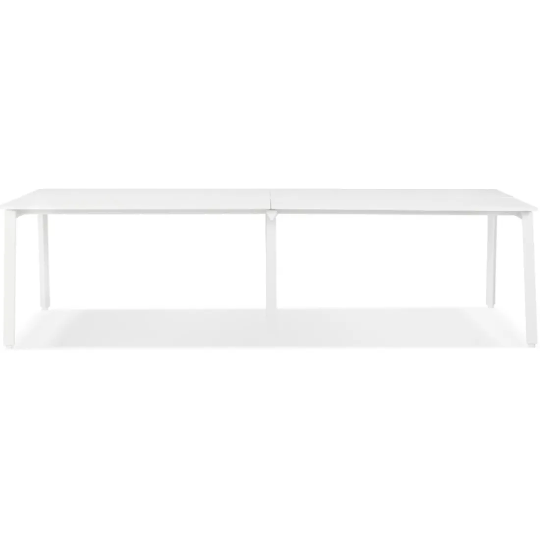Double bureau bench ou table de réunion 'AMADEUS' en bois et métal blanc