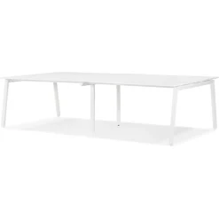 Double bureau bench ou table de réunion 'AMADEUS' en bois et métal blanc