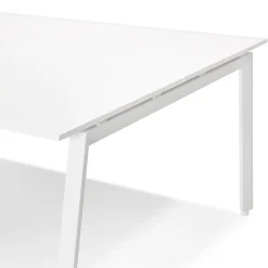 Double bureau bench ou table de réunion 'AMADEUS' en bois et métal blanc
