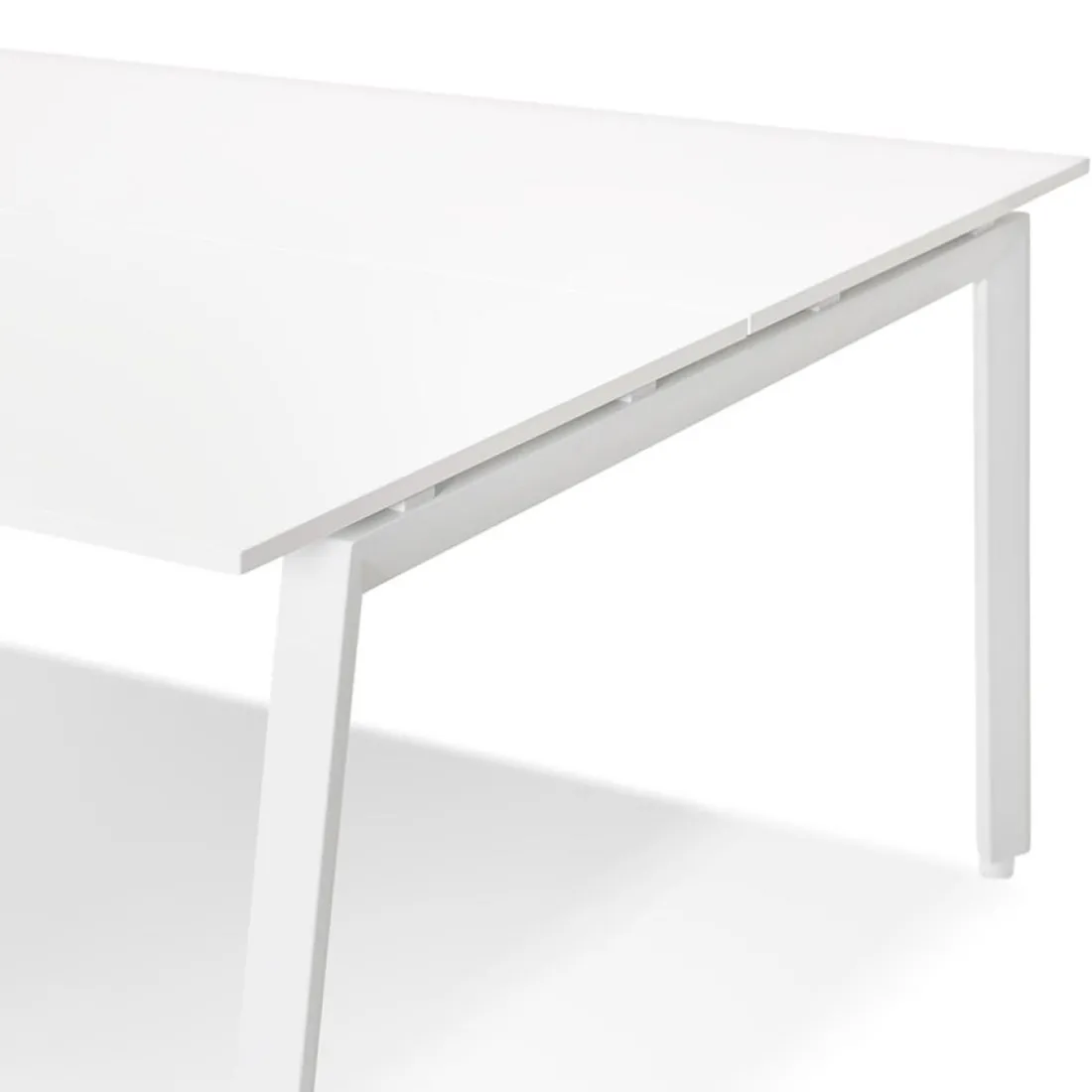 Double bureau bench ou table de réunion 'AMADEUS' en bois et métal blanc