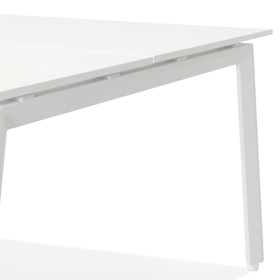 Double bureau bench ou table de réunion 'AMADEUS' en bois et métal blanc