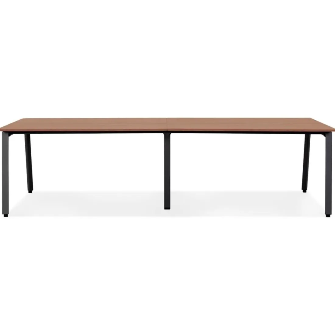 Double bureau bench ou table de réunion 'AMADEUS' en bois finition Noyer et métal noir
