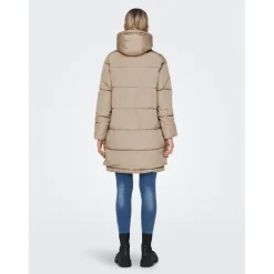 Doudoune Coupe-vent Capuche Long Poignets avec bande élastique beige