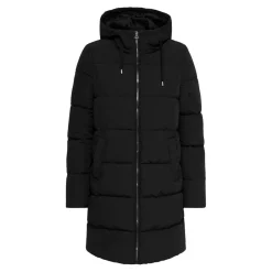 Doudoune Coupe-vent Capuche Finitions cordon de serrage Long noir