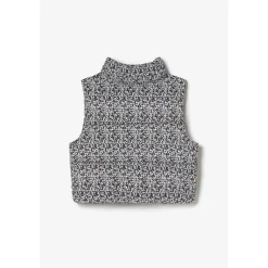 Doudoune fille sans manches Wynagi à motif floral bleu nuit et blanc