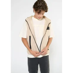 Doudoune garçon sans manches à capuche IRONBO beige Ira en nylon