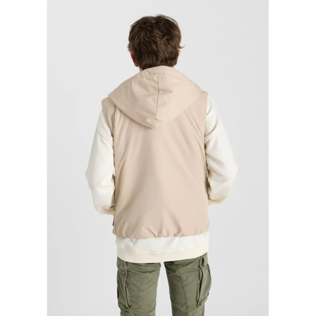 Doudoune garçon sans manches à capuche IRONBO beige Ira en nylon
