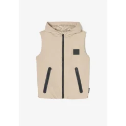 Doudoune garçon sans manches à capuche IRONBO beige Hank en nylon