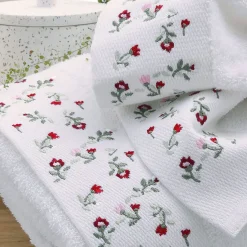 Drap de bain en coton 450g/m² FLORA 70 x 130 cm blanc