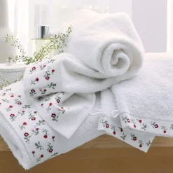 Drap de bain en coton 450g/m² FLORA 70 x 130 cm blanc