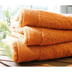Drap de bain uni en micro-coton 600 gr/m² - Paprika orange