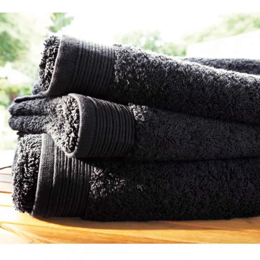 Drap de bain uni en micro-coton 600 gr/m² - Gris anthracite