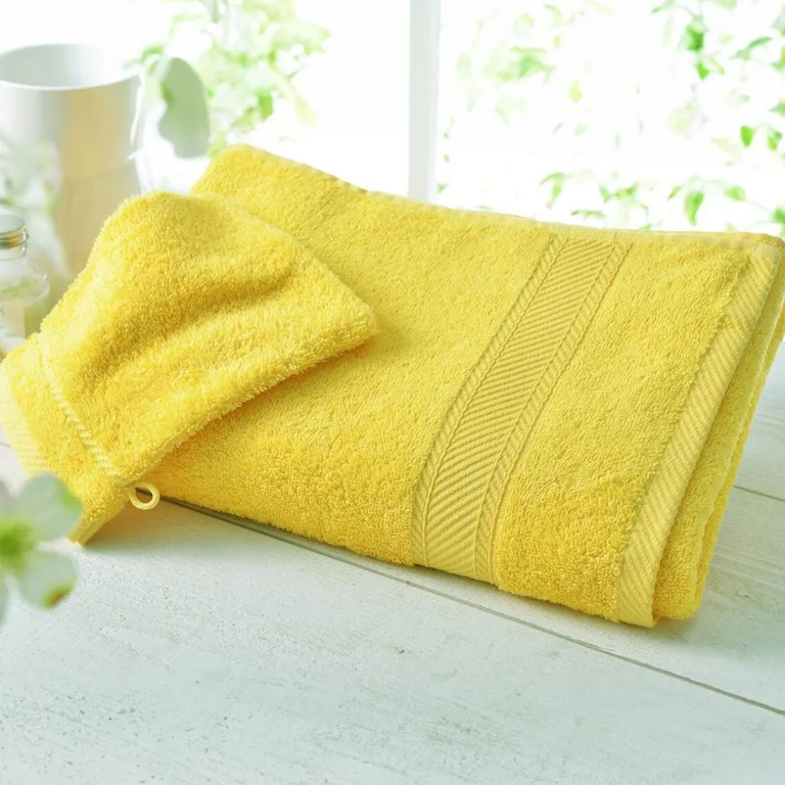 Drap de bain unies lauréat 450gm2 Becquet - Jaune