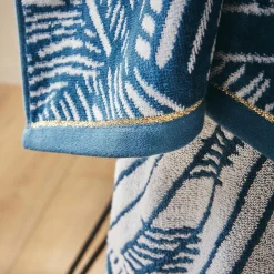 Drap de plage en coton, et lurex Bornéo Java bleu