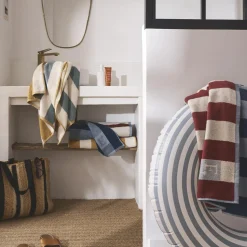 Drap de plage imprimé en coton Transat Marin