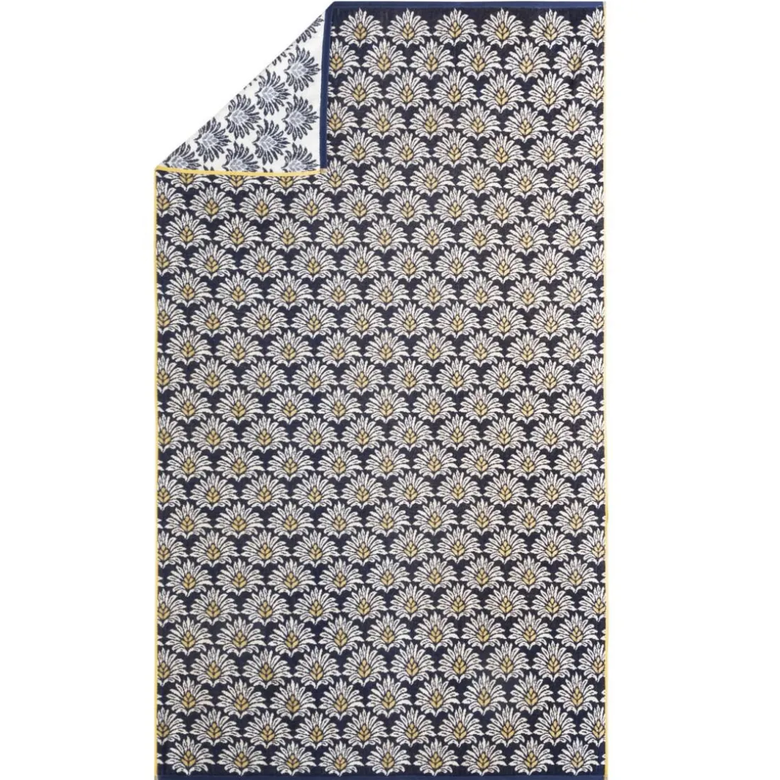 Drap de plage imprimé en jacquard de coton Bleu