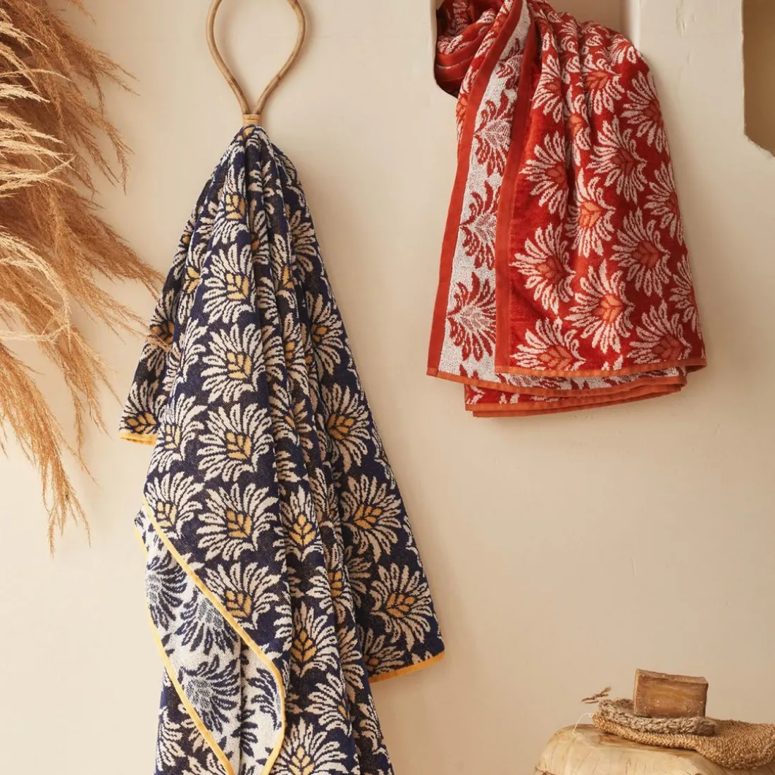 Drap de plage imprimé en jacquard de coton Orange