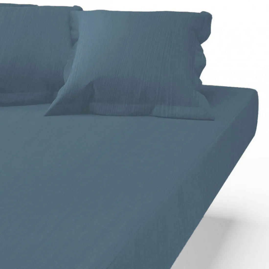 Drap housse Gaze de coton TERTIO® - Bleu Orage