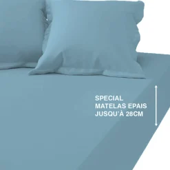 Drap housse grand bonnet coton TERTIO® Bleu lagon
