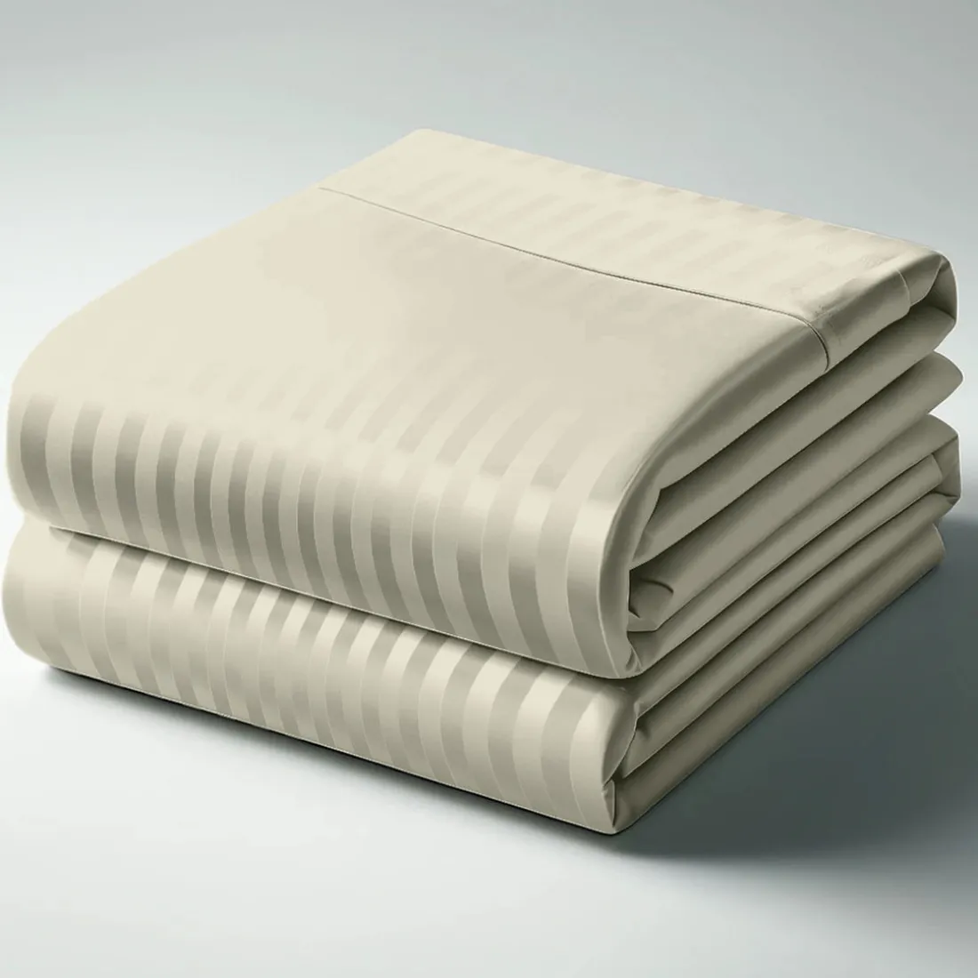 Drap Housse Grand Bonnet XL satin de coton rayé TERTIO® - Ecru