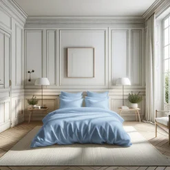 Drap Housse Grand Bonnet Percale De Coton TERTIO® - Bleu Ciel