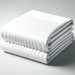 Drap Housse Grand Bonnet Satin De Coton rayé TERTIO® -Blanc