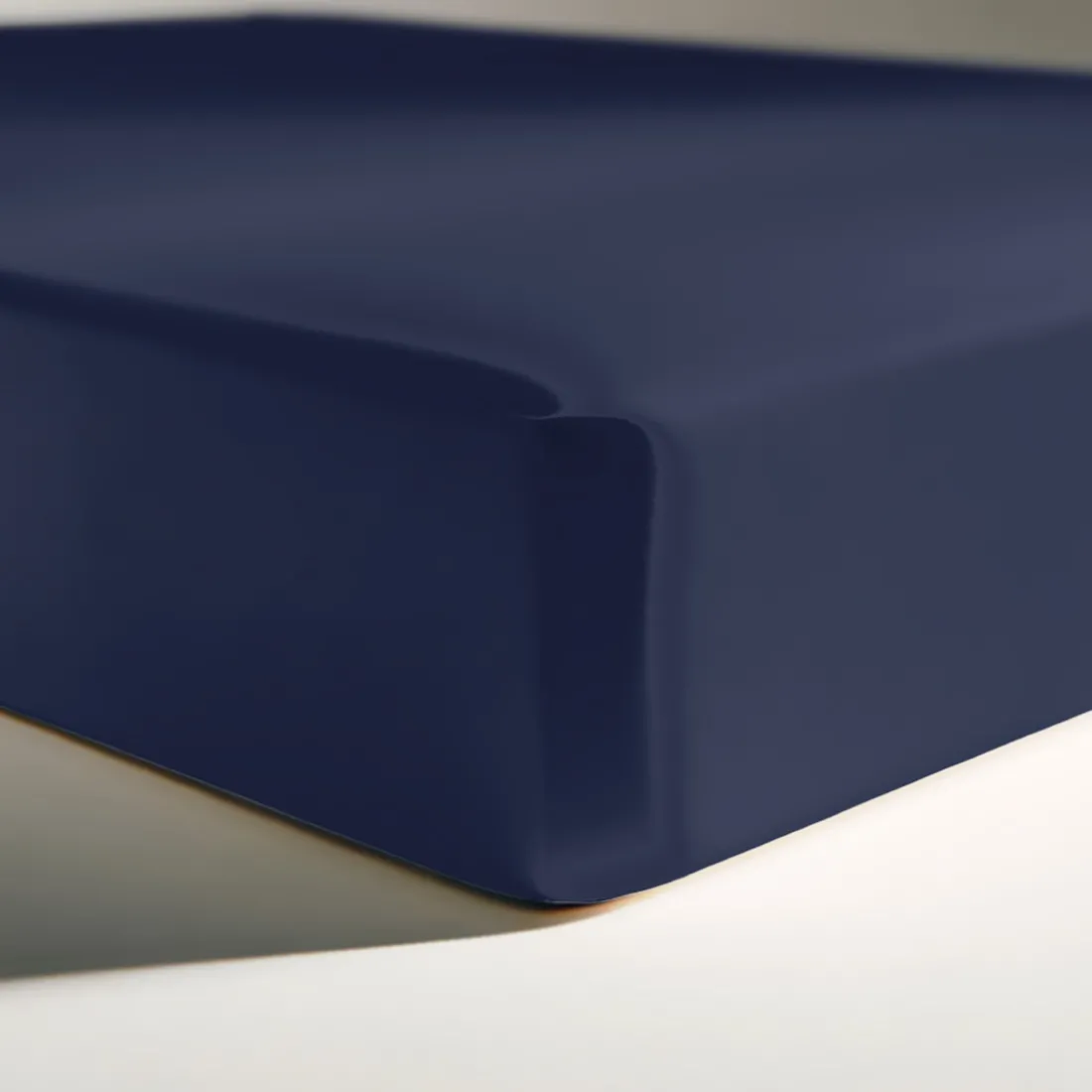 Drap Housse satin de Coton uni TERTIO® - Bleu Indigo