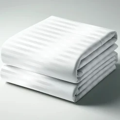 Drap Housse satin de Coton rayé TERTIO® - Blanc