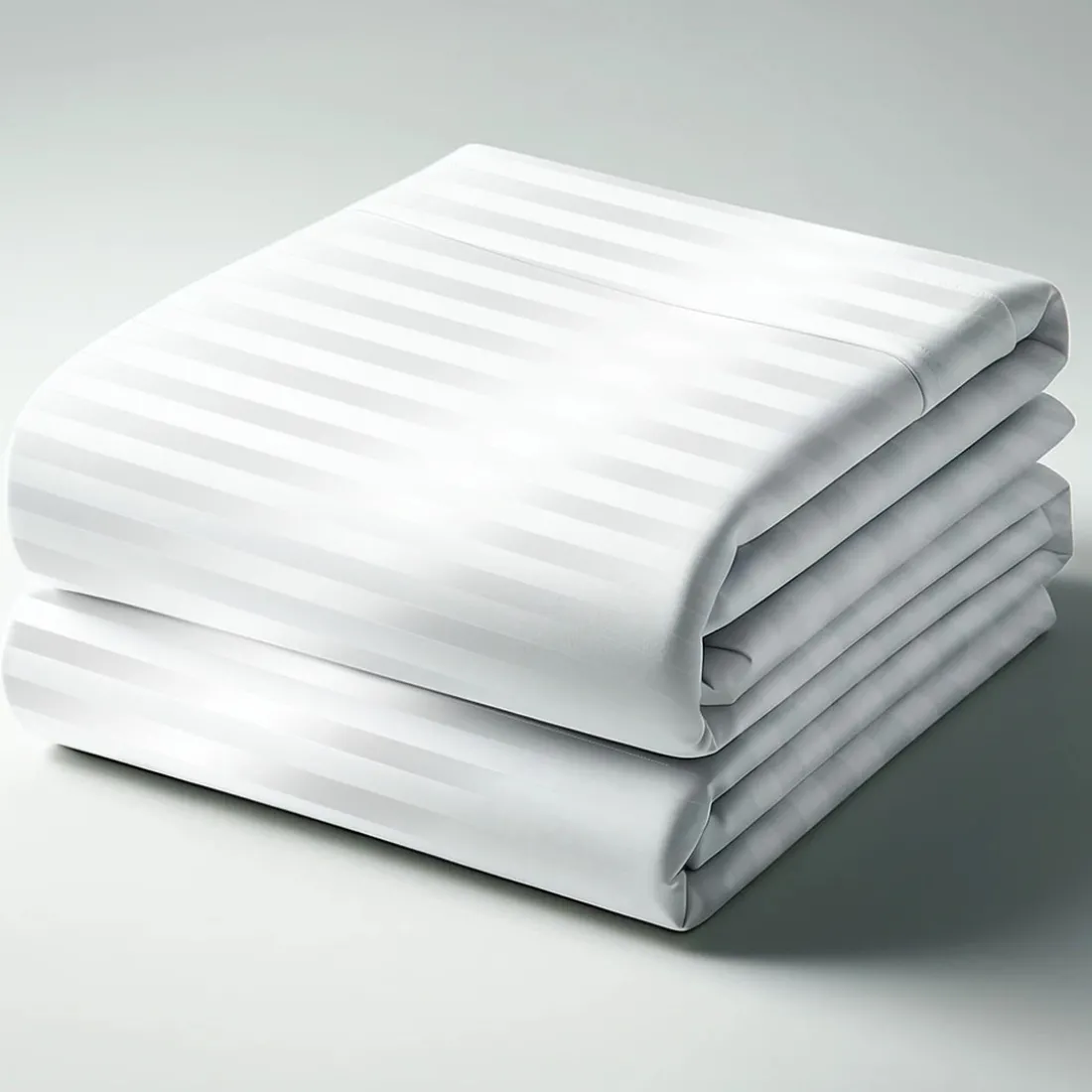 Drap Housse satin de Coton rayé TERTIO® - Blanc