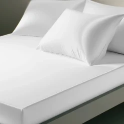 Drap Housse satin de coton uni TERTIO® - Blanc