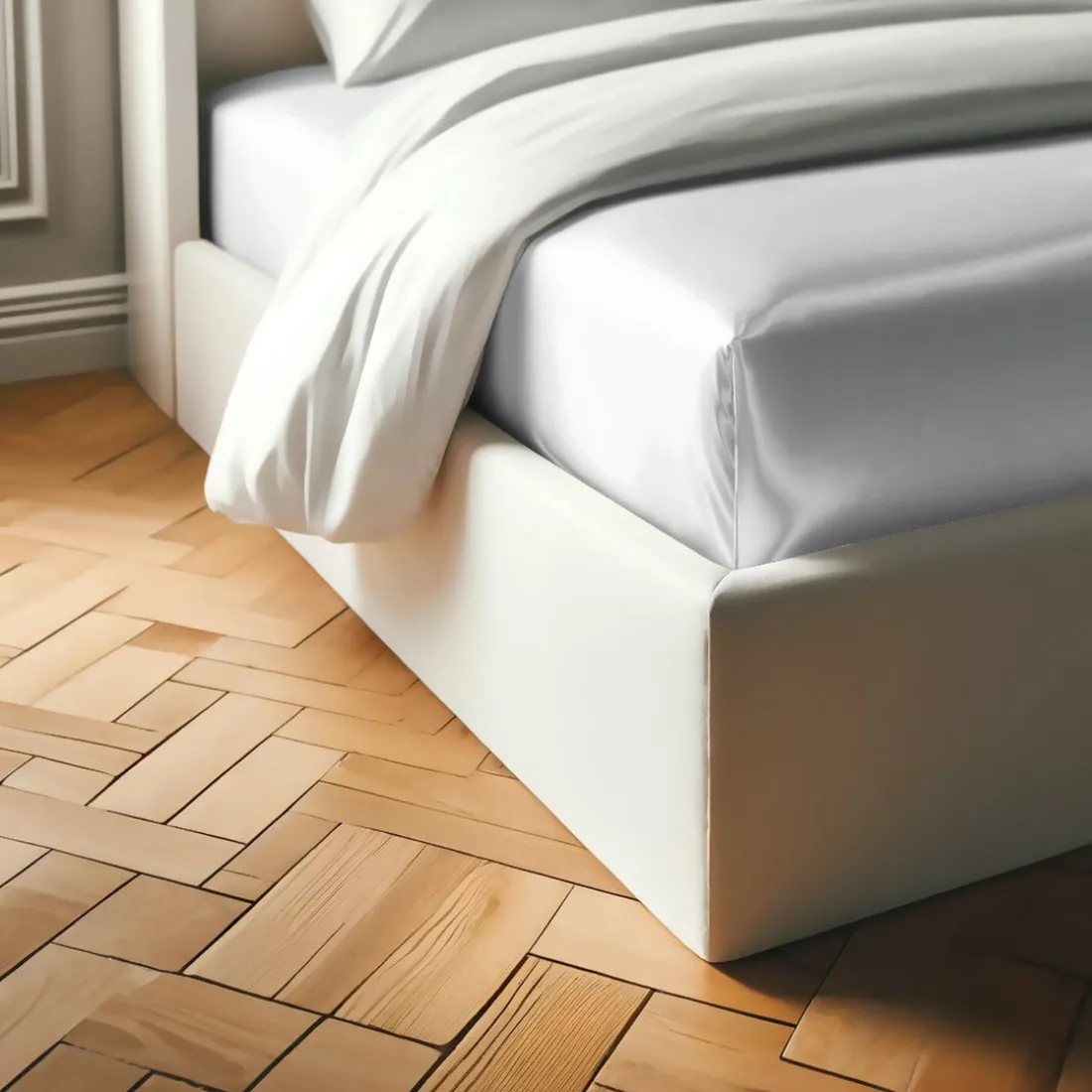 Drap Housse satin de coton uni TERTIO® - Blanc