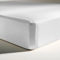 Drap Housse satin de coton uni TERTIO® - Blanc