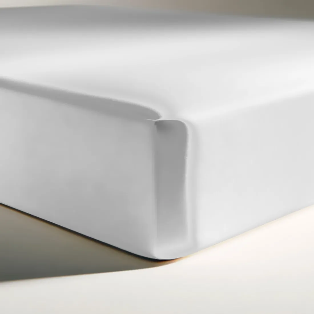 Drap Housse satin de coton uni TERTIO® - Blanc