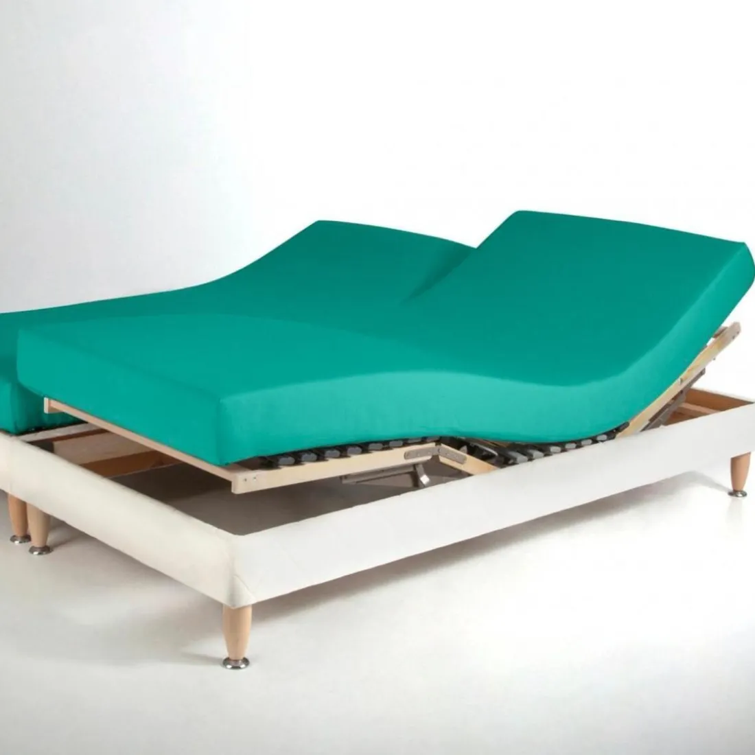 Drap housse sommier articulé coton TERTIO® - Vert émeraude