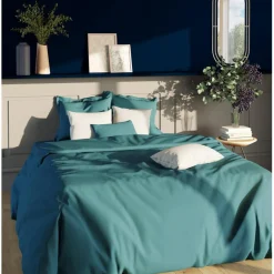 Drap housse sommier articulé coton TERTIO® - Vert émeraude