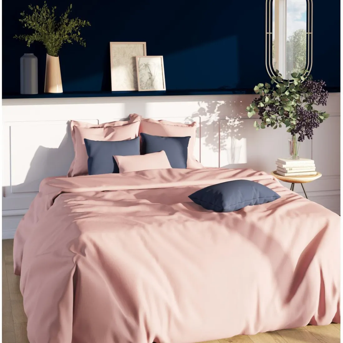 Drap housse sommier articulé coton TERTIO® - Rose blush
