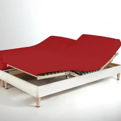 Drap housse sommier articulé coton TERTIO® - Rouge Carmin