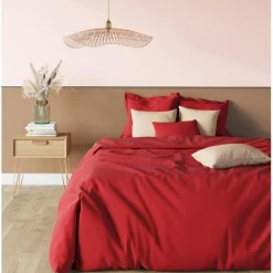 Drap housse sommier articulé coton TERTIO® - Rouge Carmin