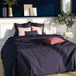 Drap housse uni spécial sommier articulés satin de coton TERTIO® - Bleu indigo