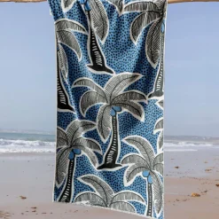 Drap plage PALMIER 90x180 bleu
