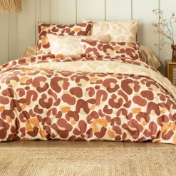 Drap plat adulte PAULETTE motif léopard stylisé, beige