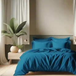 Drap plat coton TERTIO® - Bleu Canard
