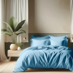 Drap plat coton TERTIO® - Bleu Lagon