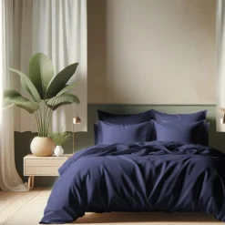 Drap plat coton TERTIO® - Bleu Indigo