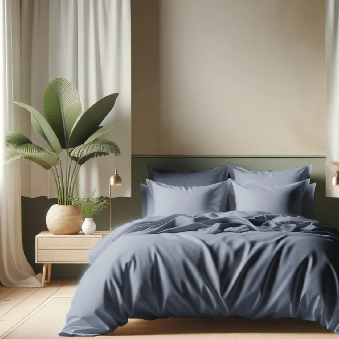 Drap plat coton TERTIO® - Bleu Orage
