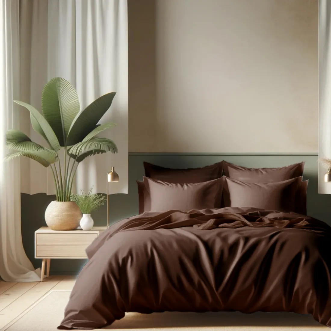 Drap plat coton TERTIO® - Chocolat