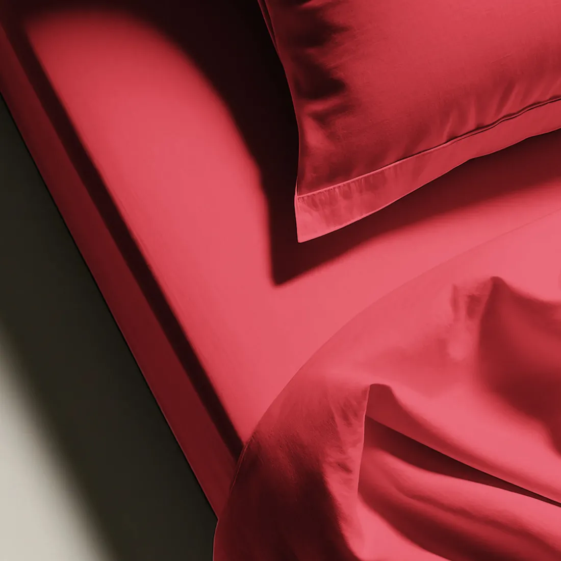 Drap plat coton TERTIO® - Rouge Carmin