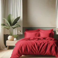 Drap plat coton TERTIO® - Rouge Carmin